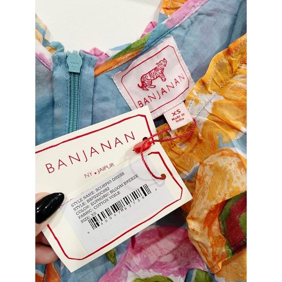 NWT Banjanan Scorpio Mini Dress in Euphoric Bloom Floral Ruffle Cotton - Picture 11 of 16